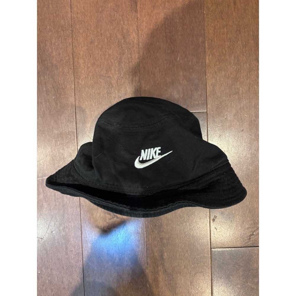 Nike Sportswear Futura Bucket Hat Black White Embroidered Logo Cotton Twill Hat